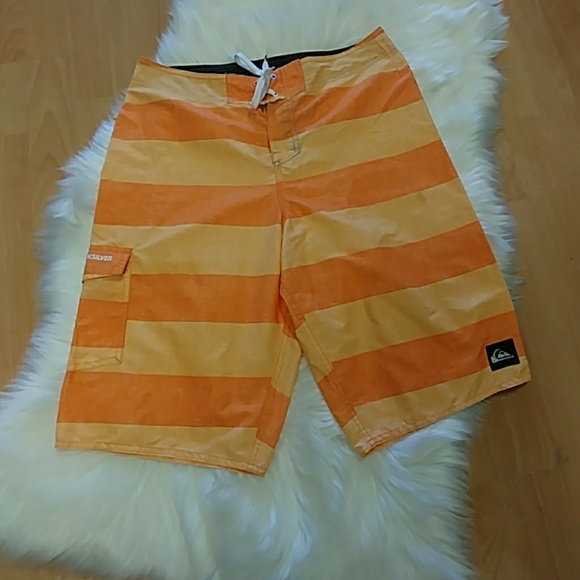 Quicksilver Orange Slice Striped Board Shorts - Picture 1 of 8